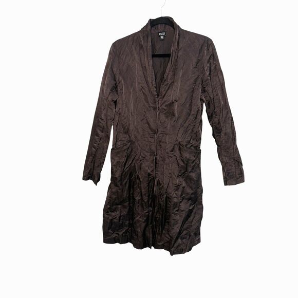Eileen Fisher Jackets & Blazers - Eileen Fisher Metallic Crinkle Fabric Jacket Cocoa Snap Closure Pockets‎ Size M